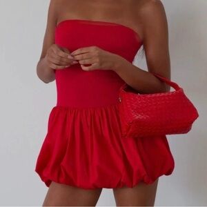 Kali Fashions Red Strapless Fitted Bodice Bubble Skirt Mini Dress
Party Size XL